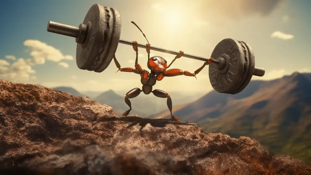 weight lifting strong ant